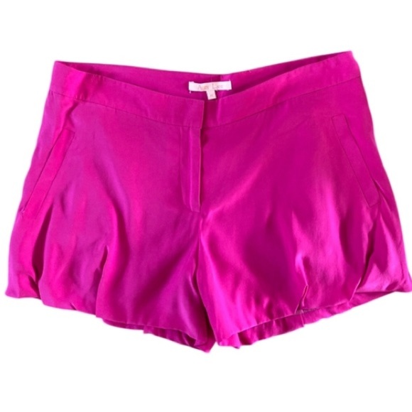 Alex Lane Silk Hot Pink Shorts Inverted Soft Bubble Hem pleating Made in NYC - Picture 8 of 8